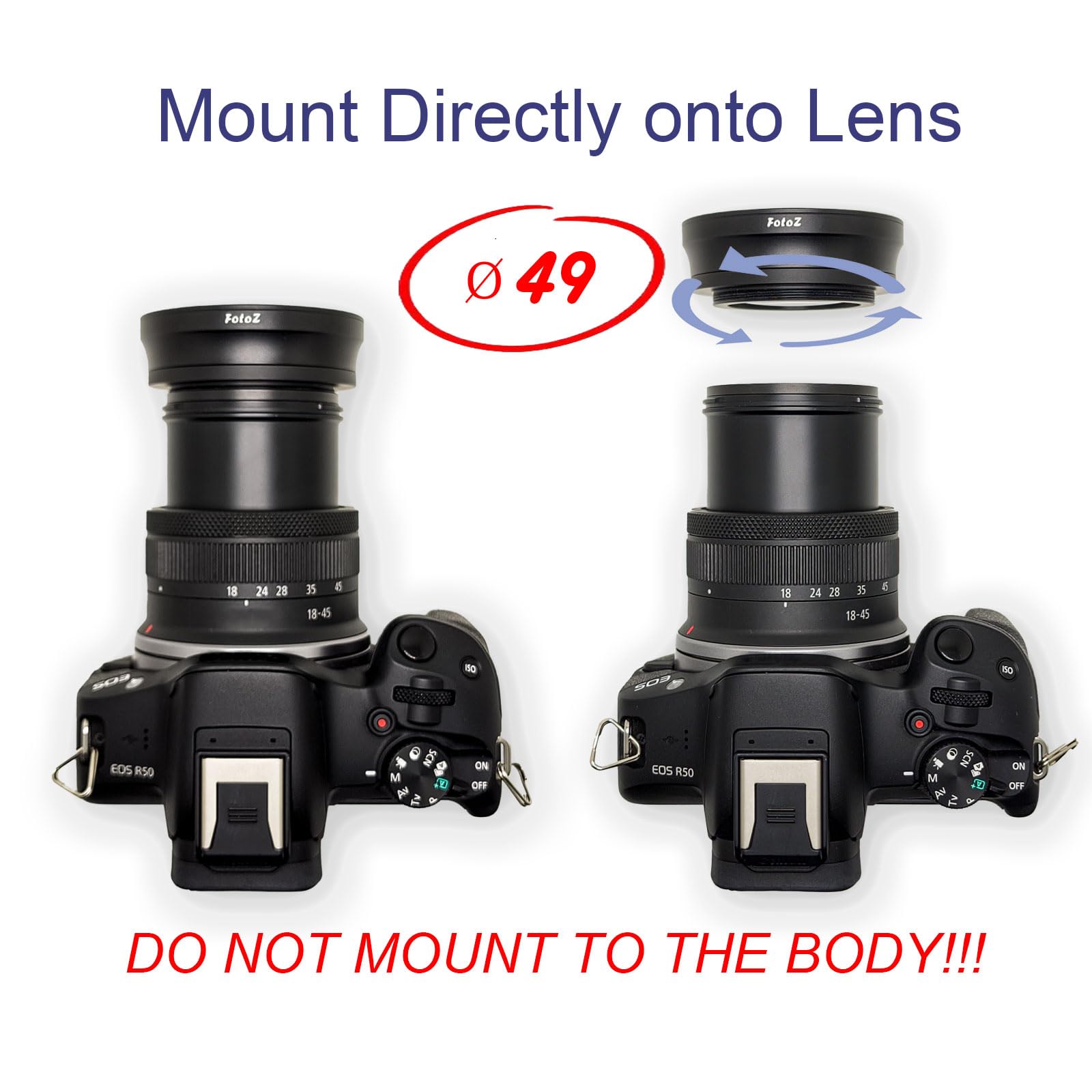 Amazon.com : FotoZ 49MM 0.75x HD Wide Angle Conversion Lens(W